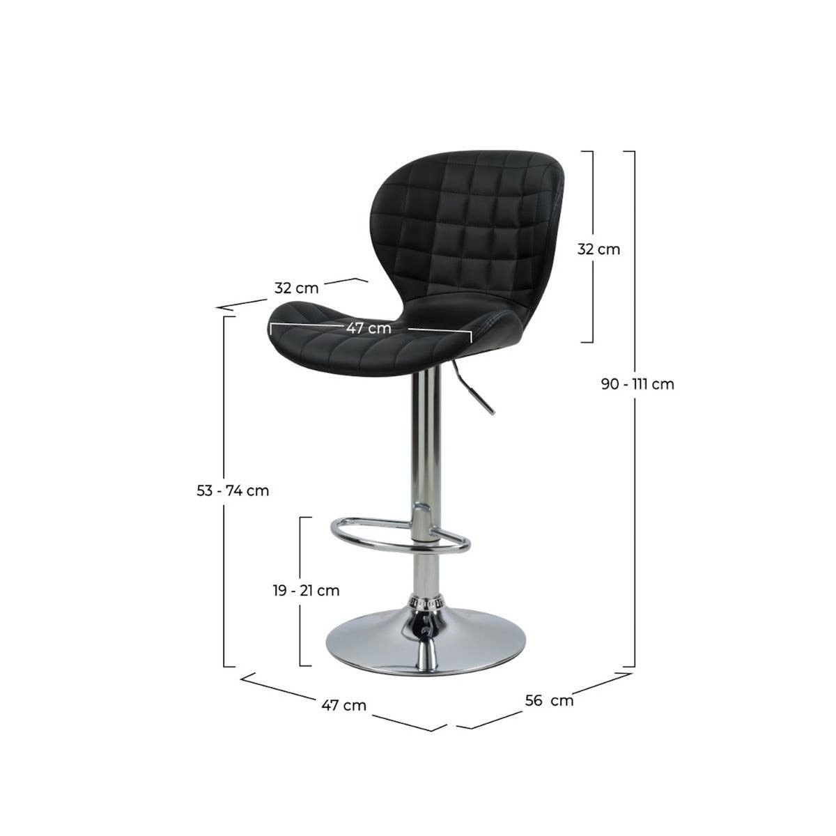 Rendez vous déco Lot de 2 chaises de bar réglables 53/74 cm en cuir synthétique noir-Mazzia