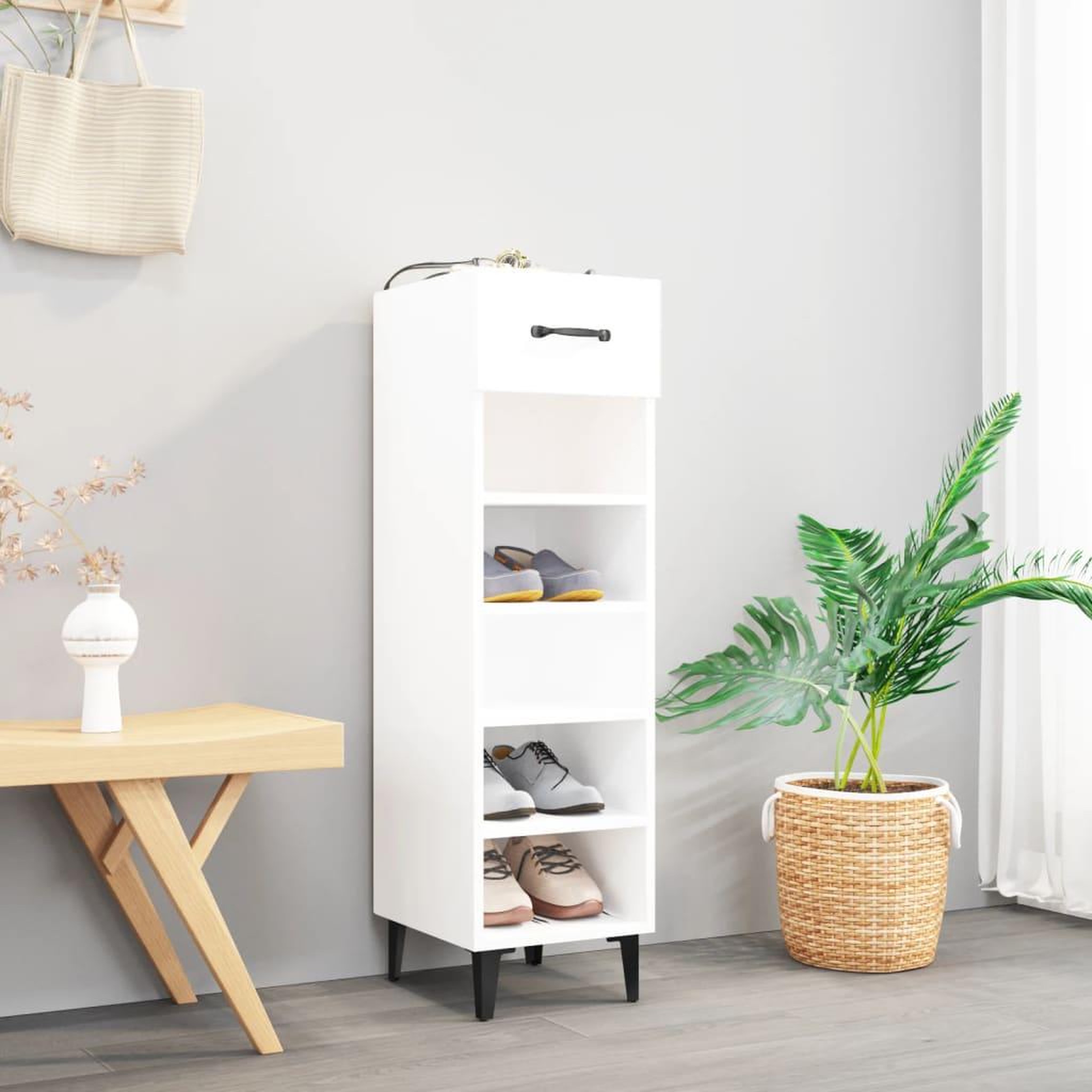 Voir la diapositive 1 : VIDAXL Armoire a chaussures blanc 30x35x105 cm bois d'ingenierie