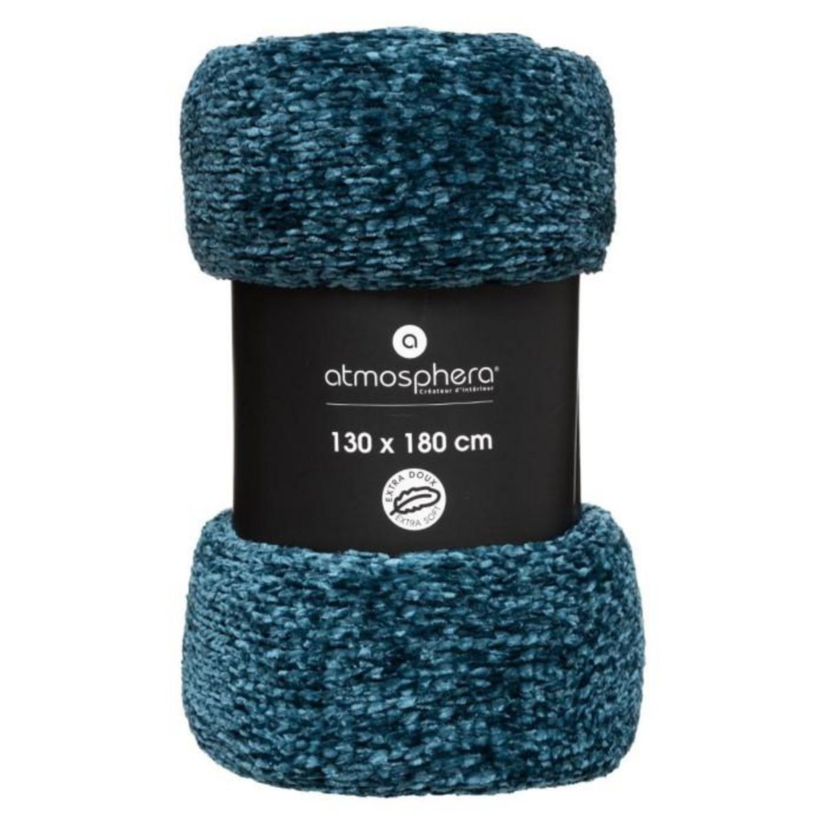 ATMOSPHERA Plaid  Chenil Flower  130x180cm Bleu Canard