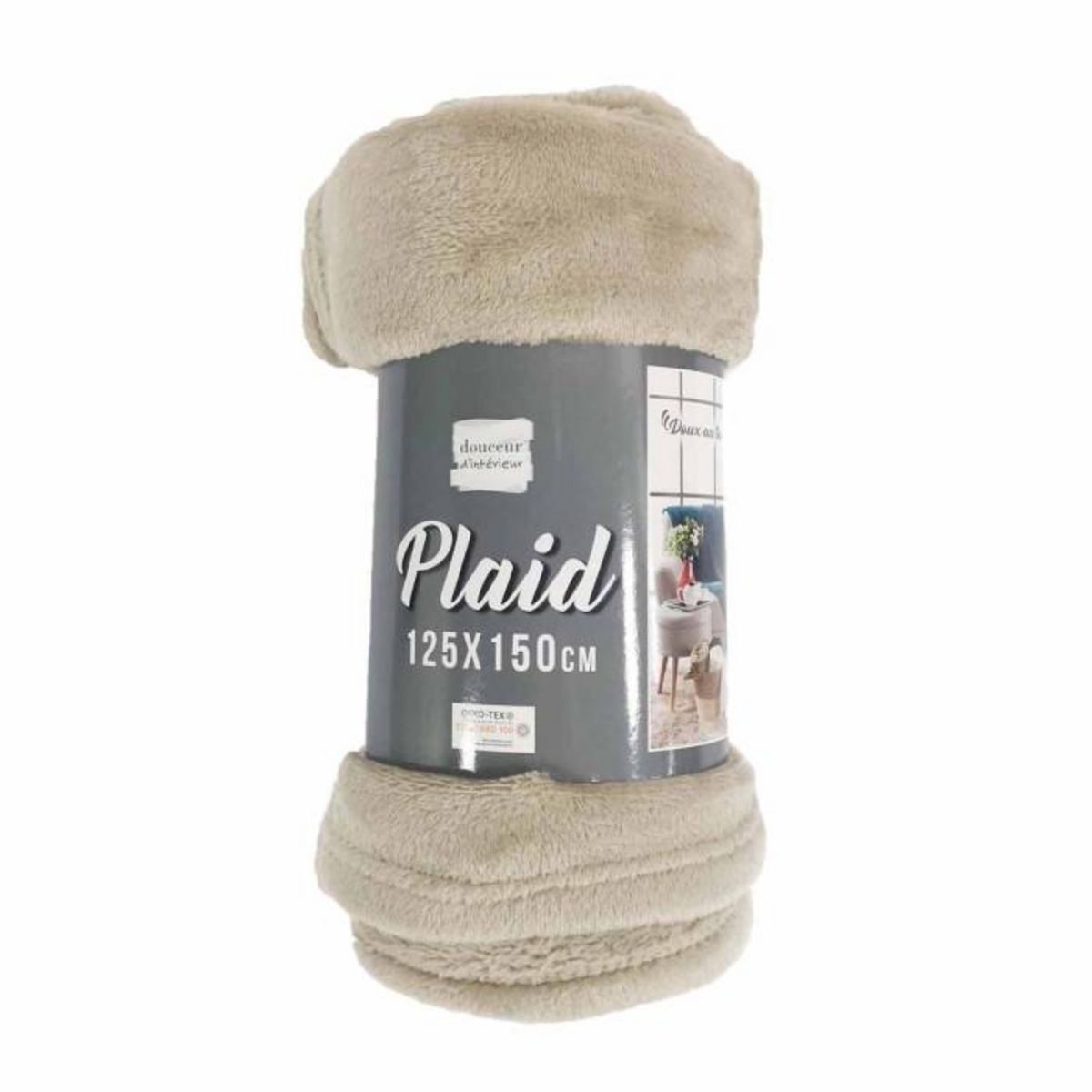 Paris Prix Plaid Uni en Flanelle  Flanou  125x150cm Taupe