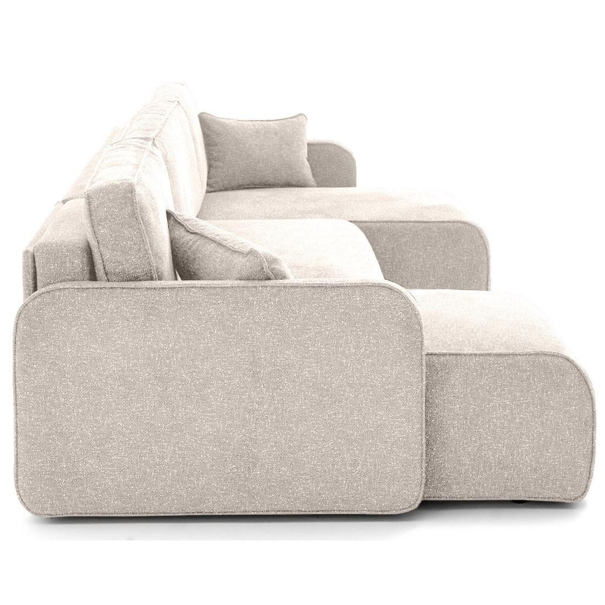 LISA DESIGN Apolline - canapé panoramique en u 7 places convertible avec coffres en tissu moucheté