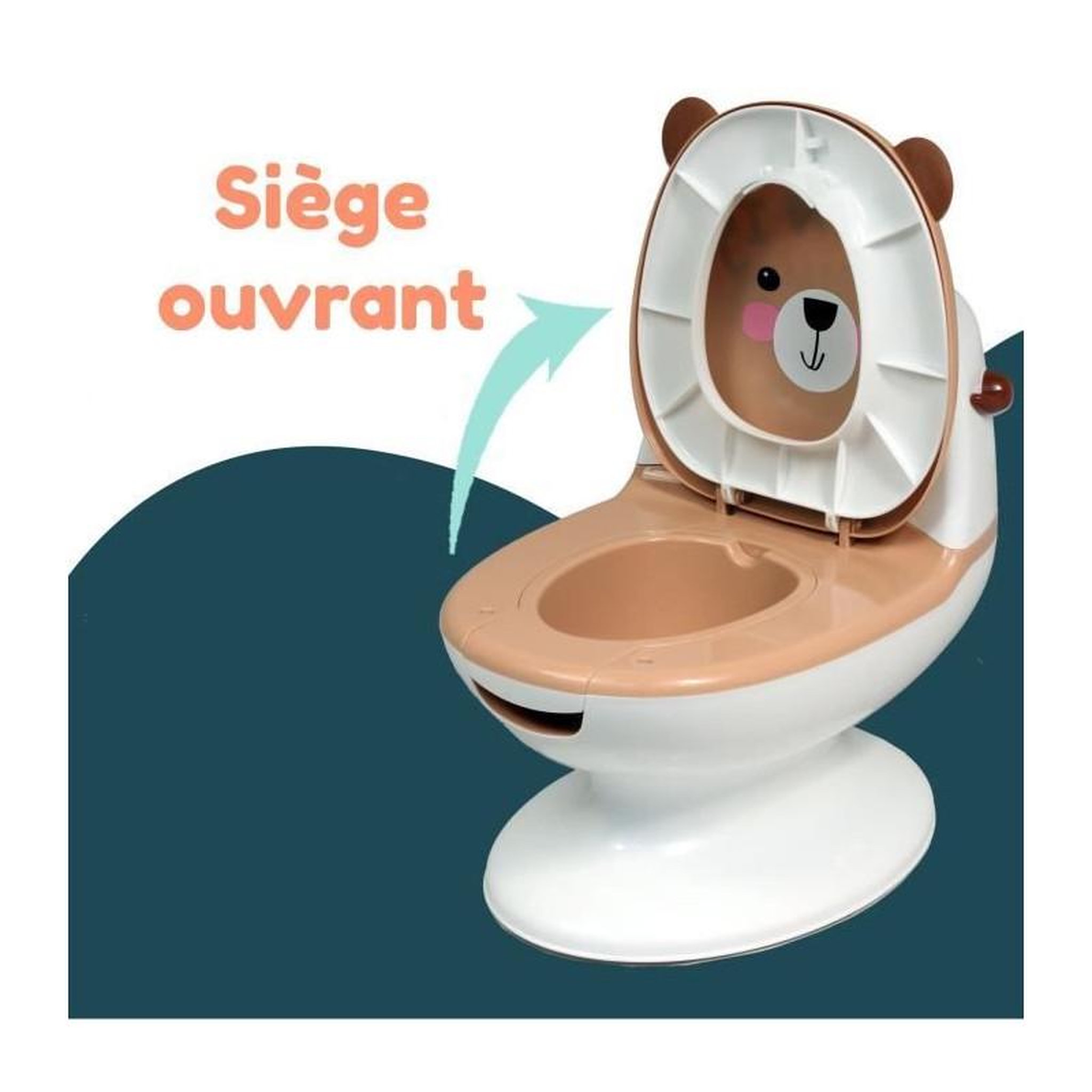 Voir la diapositive 3 : BAMBISOL Pot bébé éducatif BAMBISOL - Couvercle et siege rabattable - Manette chasse-d'eau