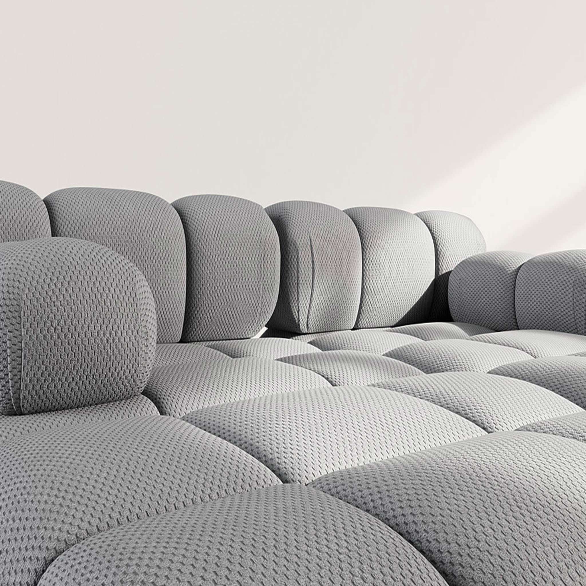 Voir la diapositive 4 : LISA DESIGN Ruby - canapé droit 4 places avec double méridienne - assise profonde - en velours texturé