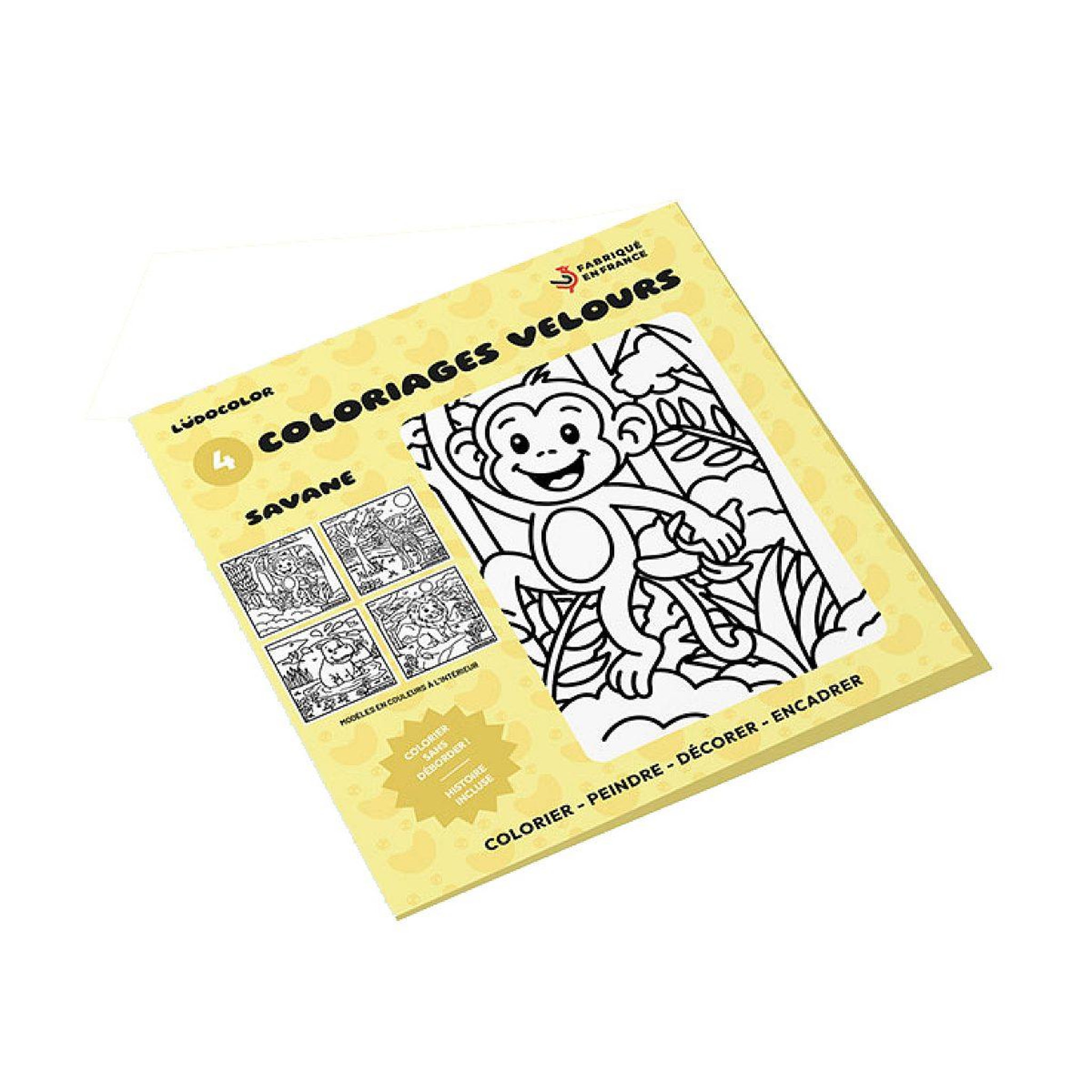 Voir la diapositive 1 : LUDOCOLOR Lot de 4 coloriages velours animaux de la savane