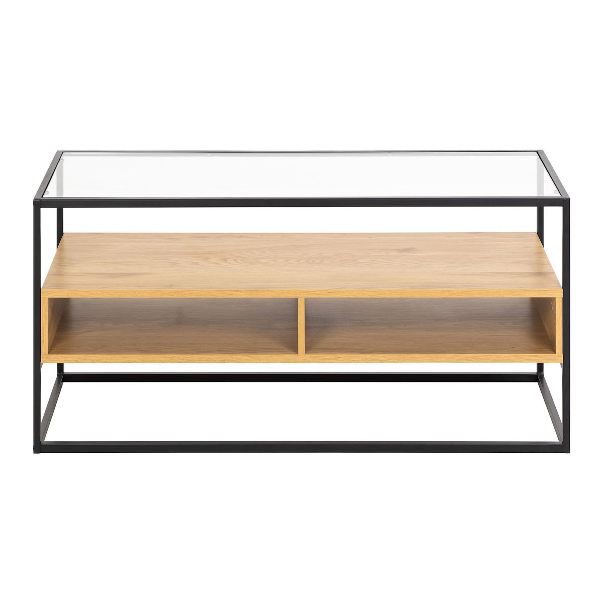 LISA DESIGN Parker - meuble tv - effet bois, verre et métal noir - 2 niches - 120 cm