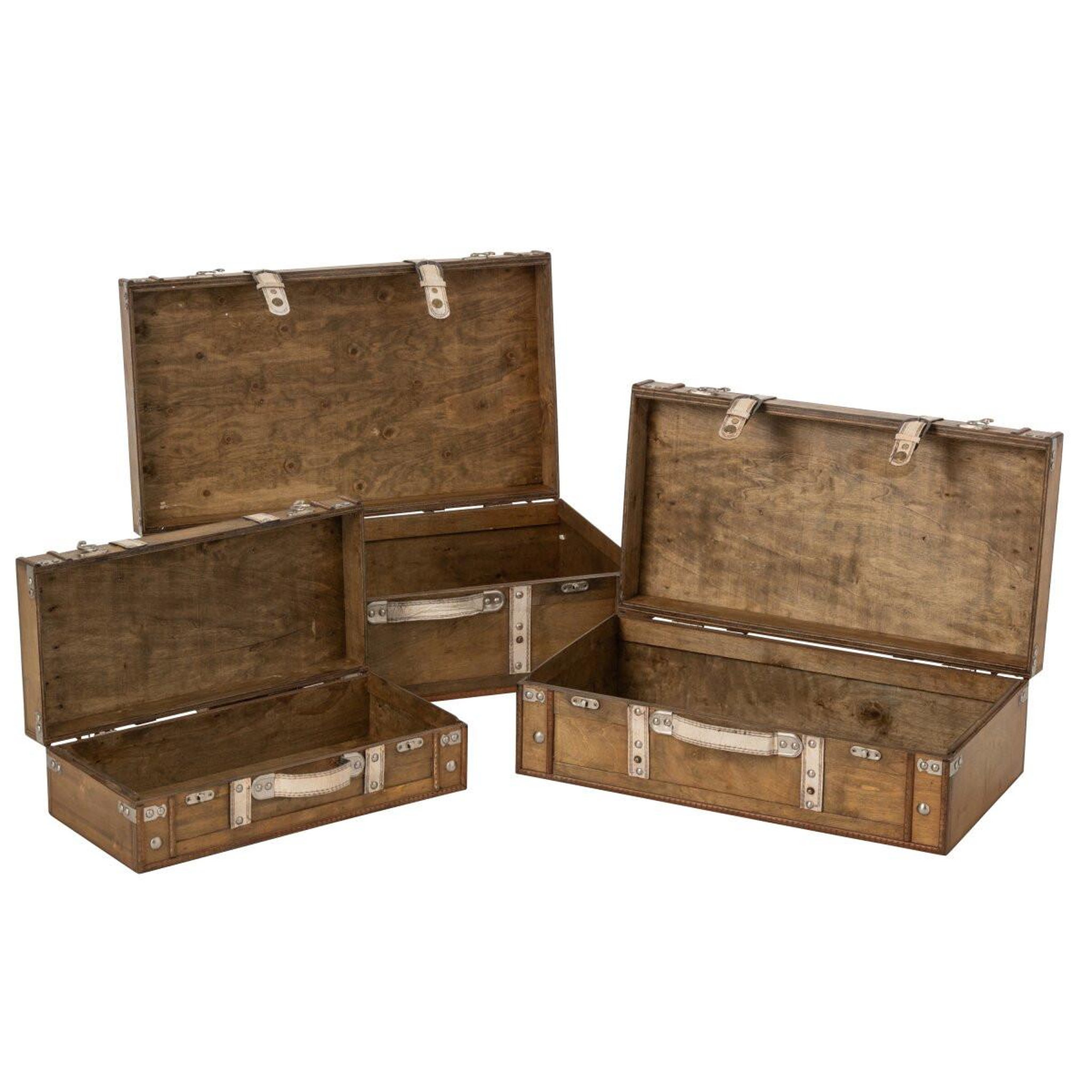 Voir la diapositive 2 : J-LINE Lot de 3 valises déco  aubin  60cm marron