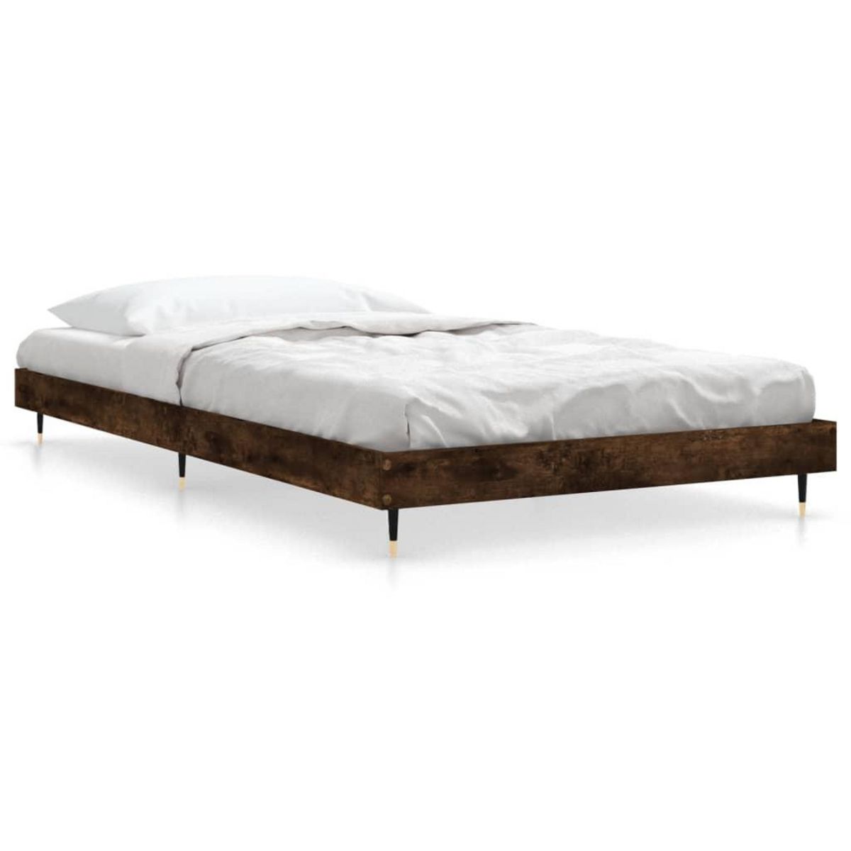 VIDAXL Cadre de lit sans matelas chene fume 100x200 cm bois ingenierie