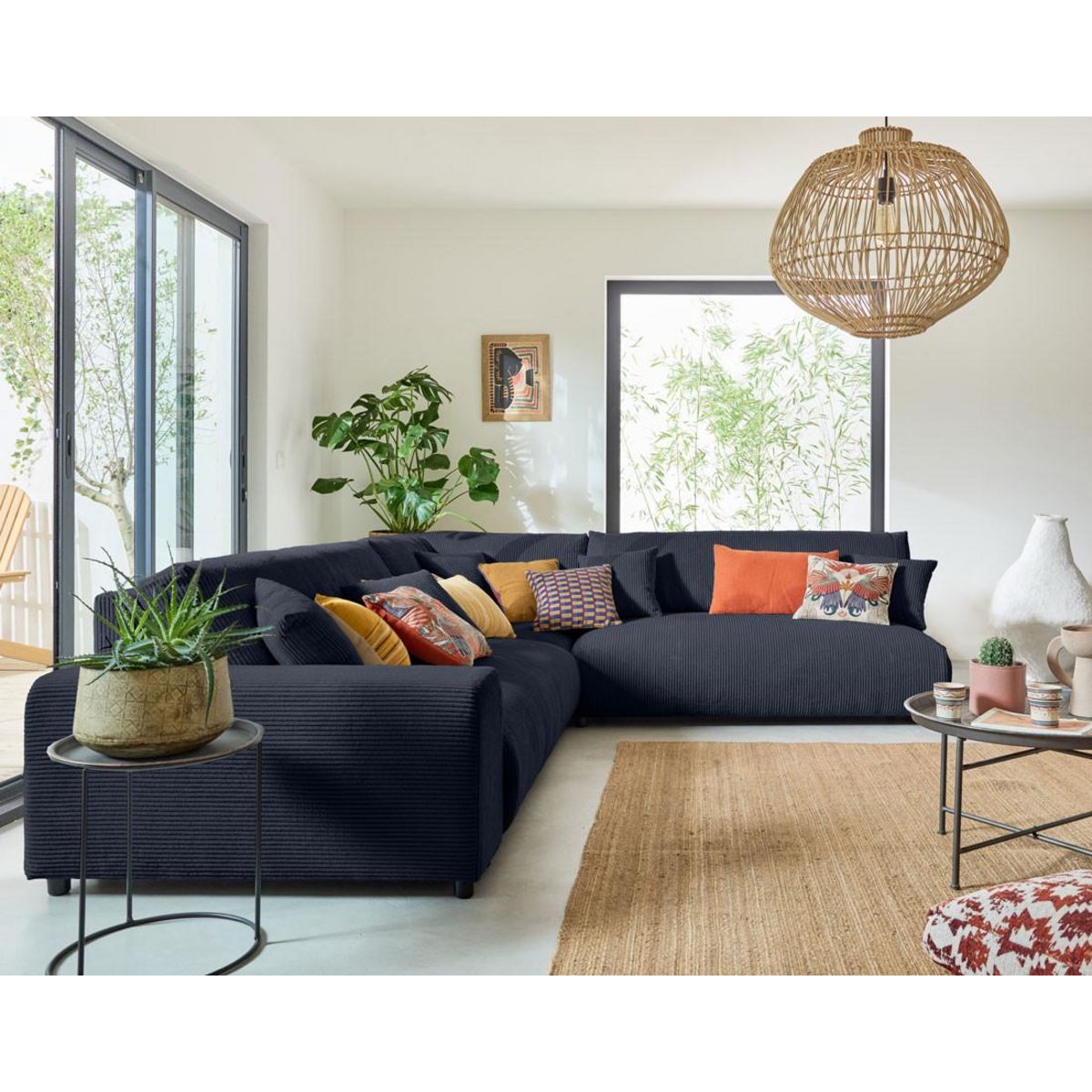 LISA DESIGN Garance - canapé modulable d'angle droit - 6 places - en velours côtelé