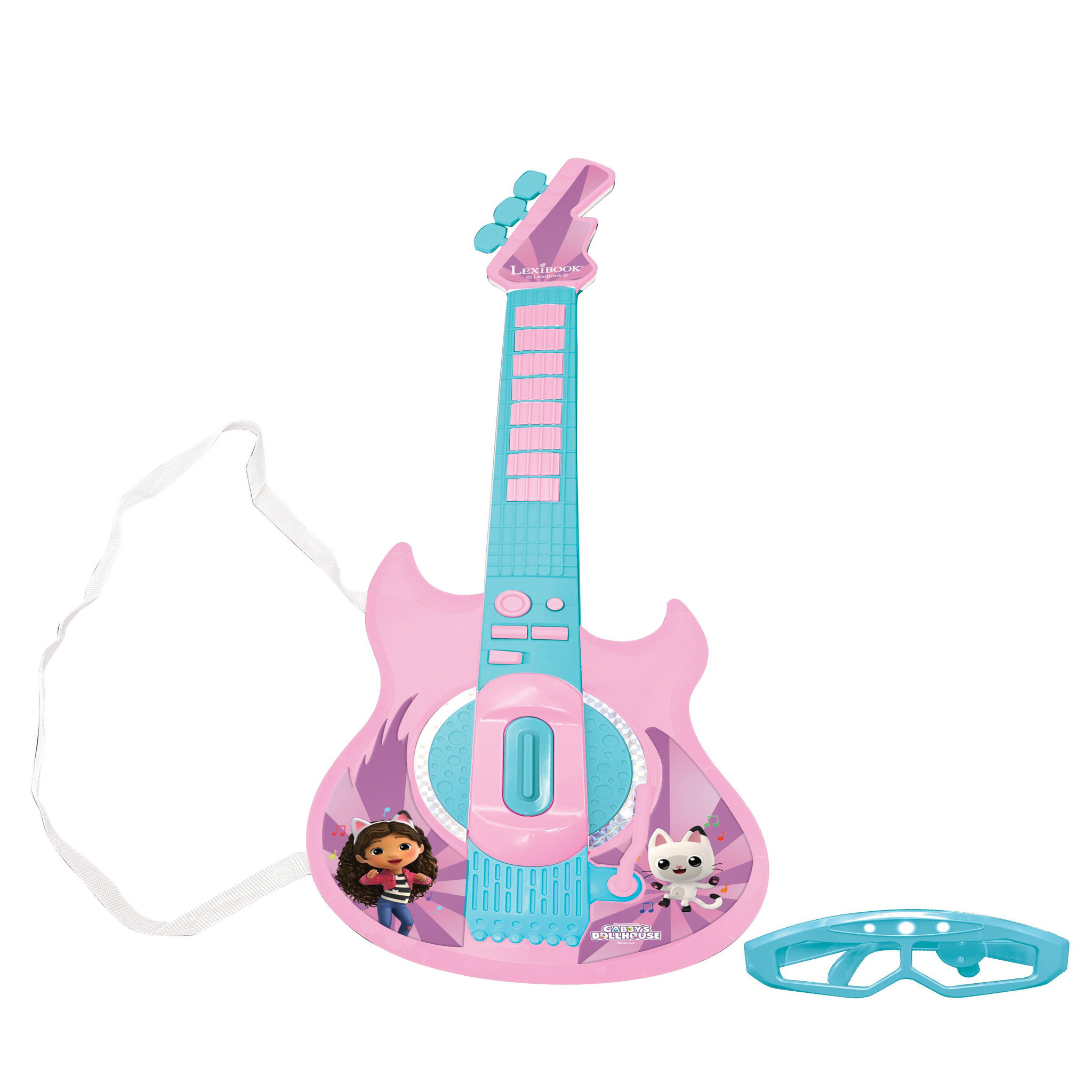 Voir la diapositive 3 : Lexibook Guitare Électronique Lumineuse avec lunettes et micro Gabby et la maison magique