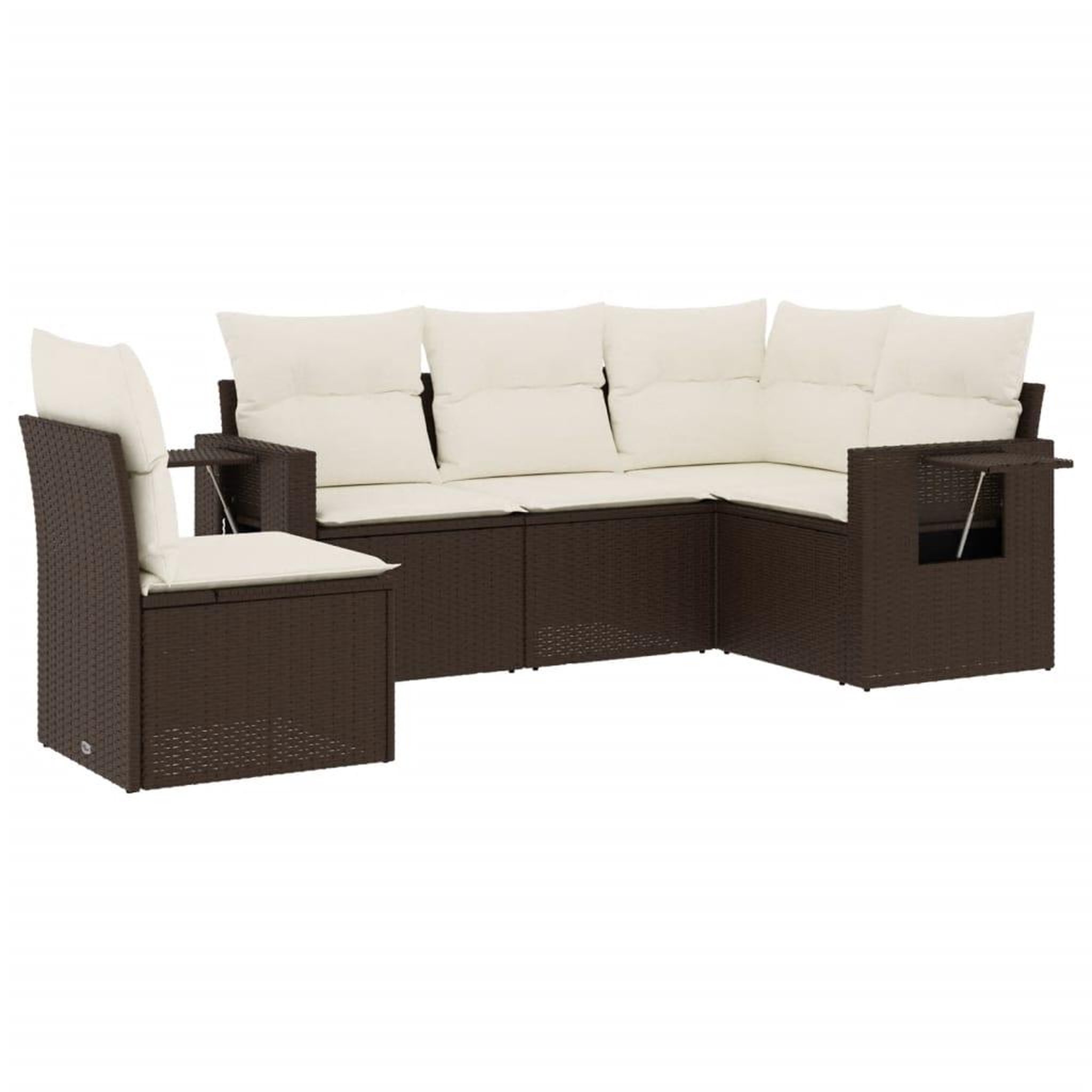 Voir la diapositive 2 : VIDAXL Salon de jardin avec coussins 5 pcs marron resine tressee