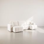 BEST MOBILIER Nicole - canapé panoramique en u 7 places convertible avec coffre en tissu. Coloris disponibles : Jaune, Marron, Gris, Beige, Orange