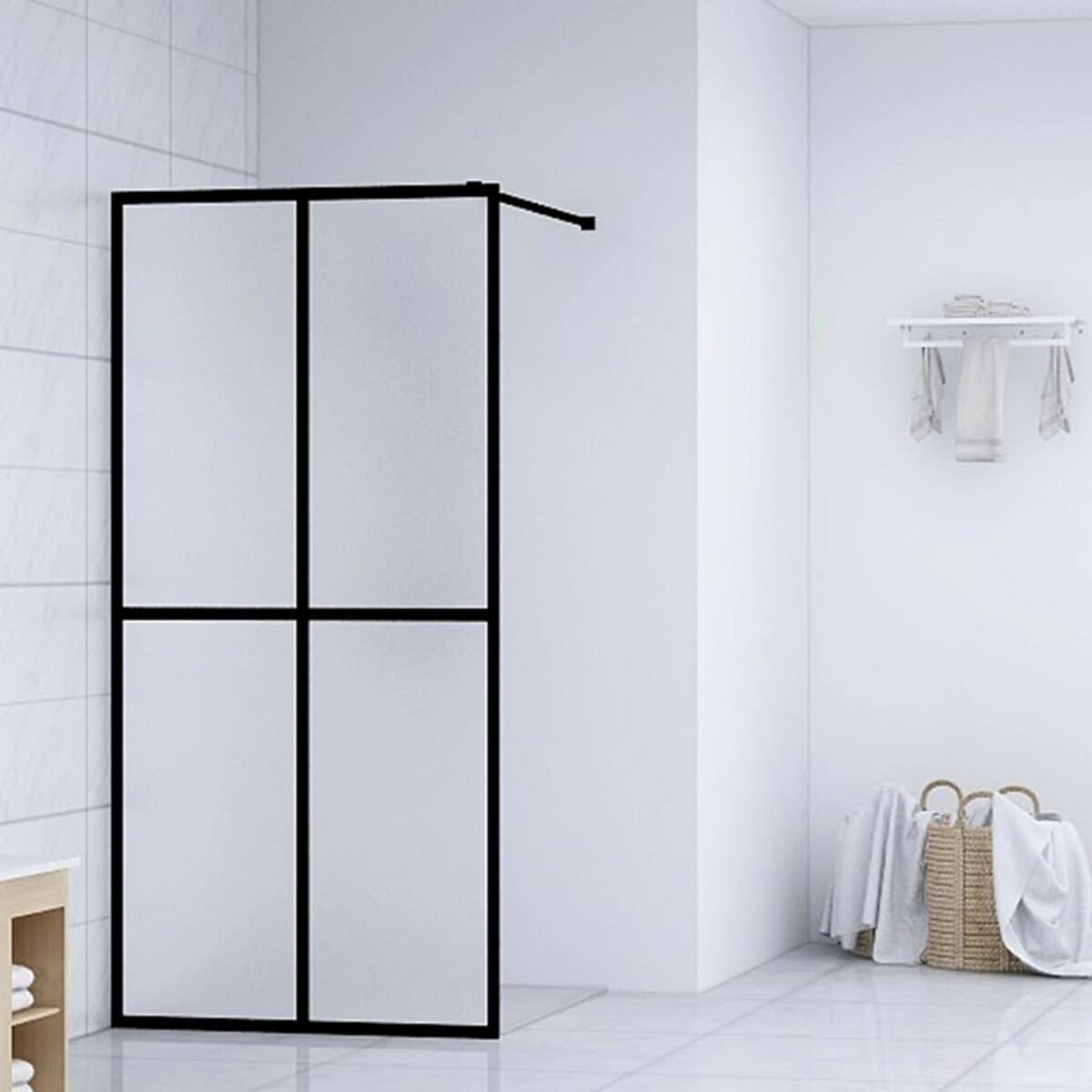 Paroi de douche avec verre ESG transparent 140x195 cm Noir vidaXL