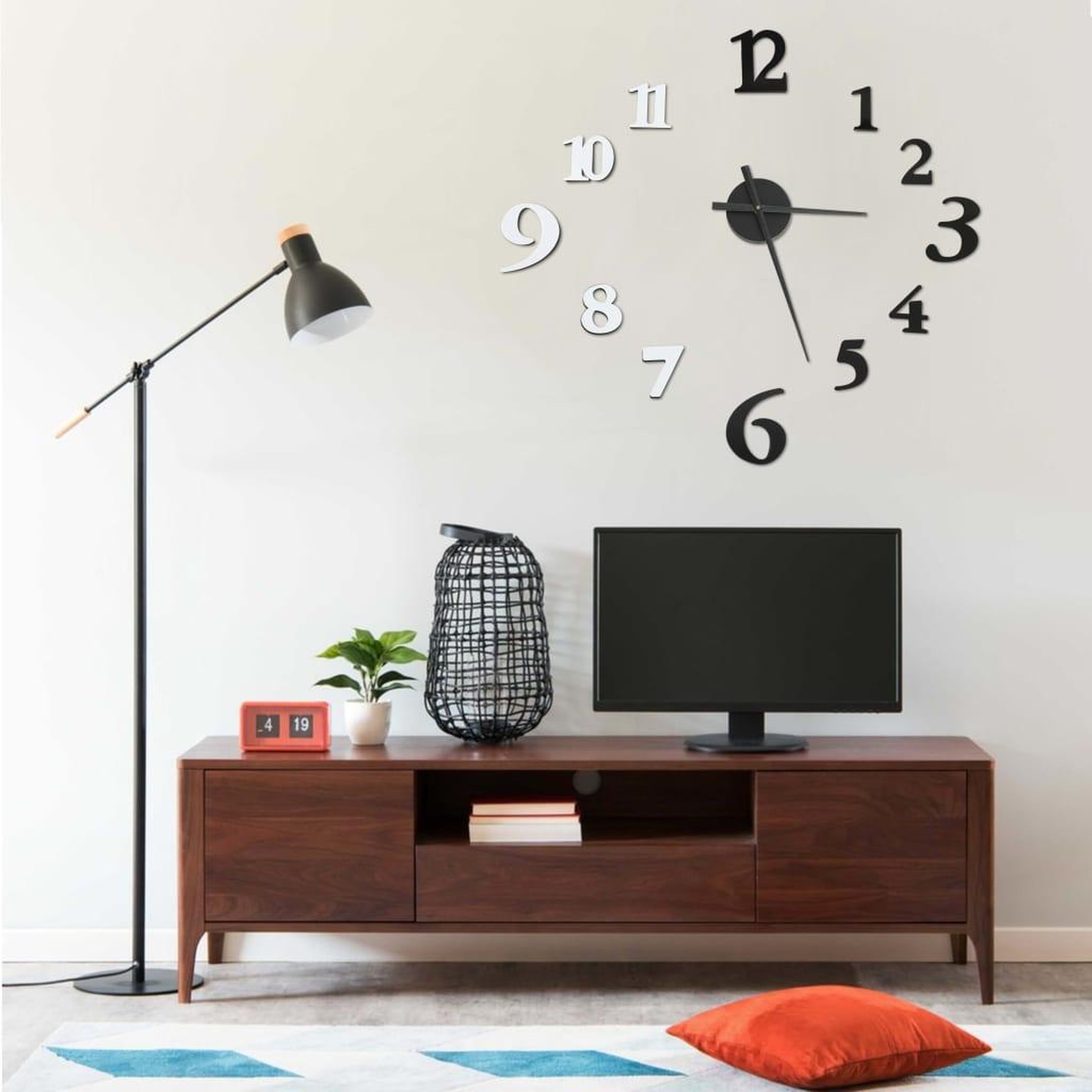 VIDAXL Horloge murale 3D Design moderne Noir et blanc 100 cm XXL