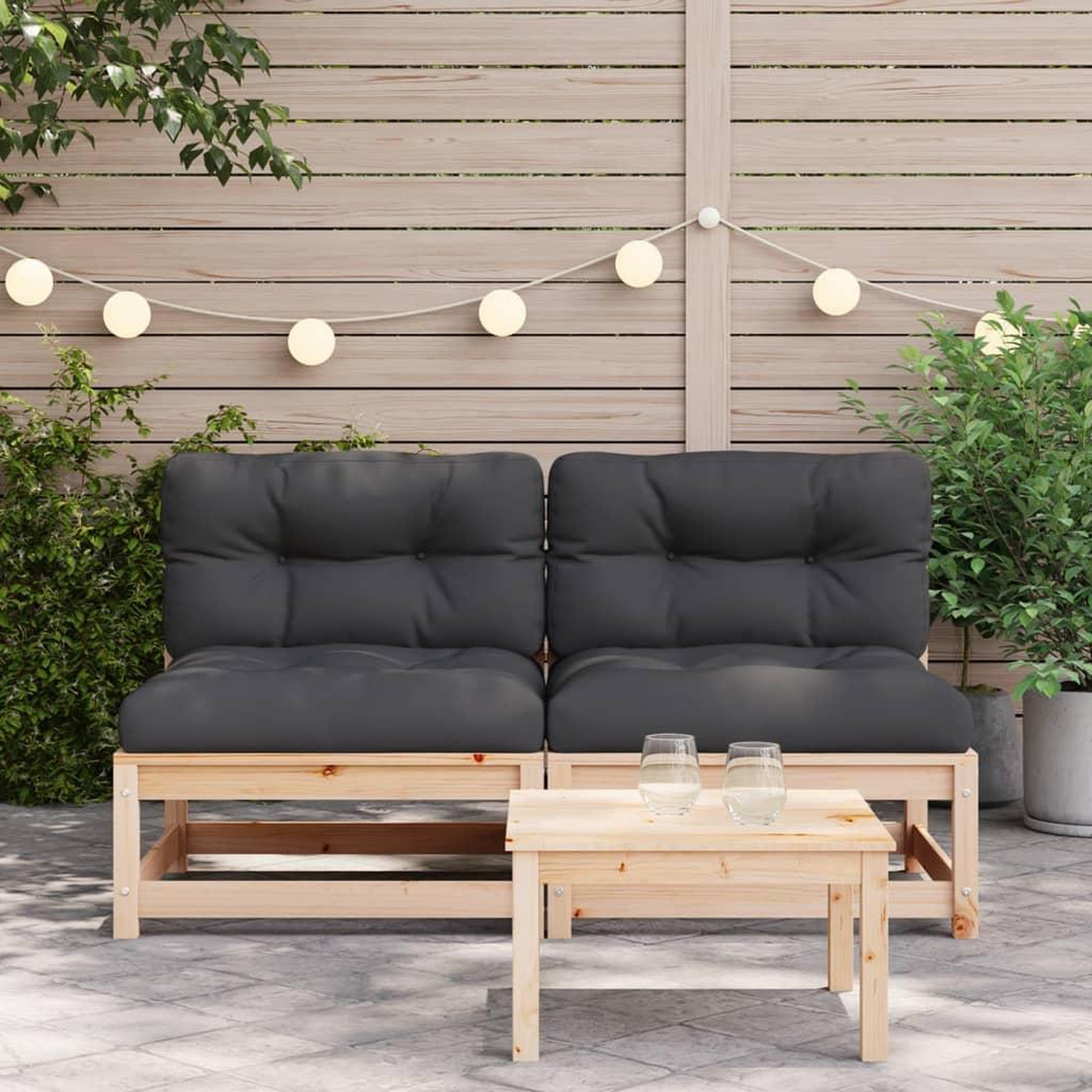 Voir la diapositive 3 : VIDAXL Canapes de jardin sans accoudoirs coussins 2pcs bois massif pin