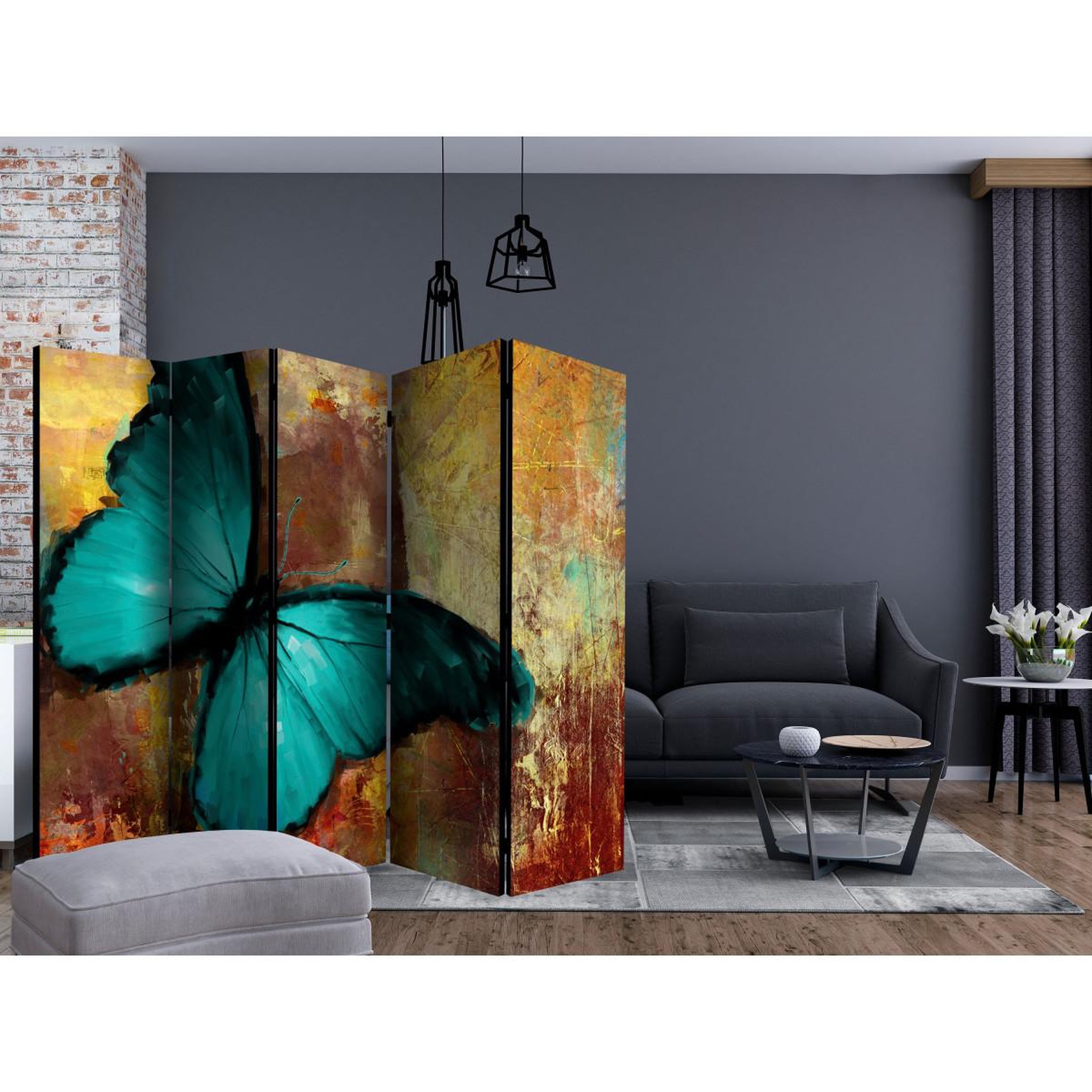 Voir la diapositive 2 : Paris Prix Paravent 5 volets  painted butterfly  172x225cm
