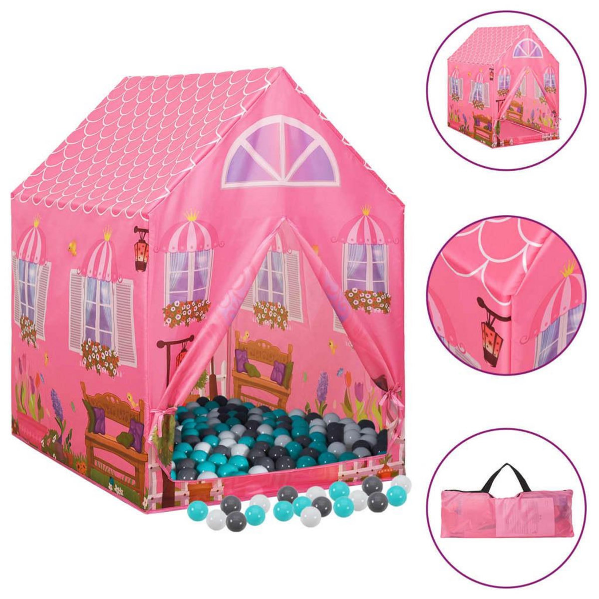 VIDAXL Tente de jeu pour enfants avec 250 balles Rose 69x94x104 cm