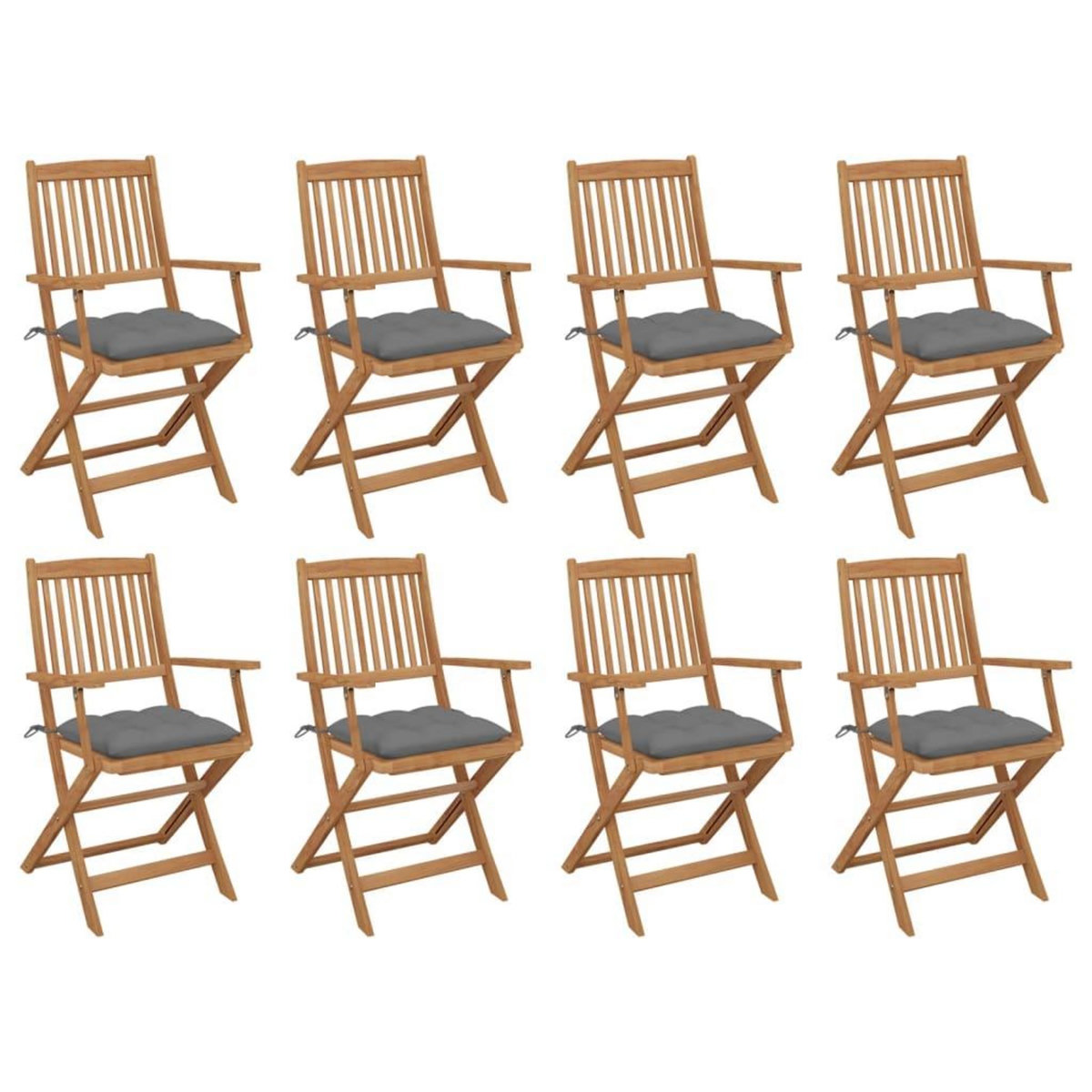 VIDAXL Chaises pliables d'exterieur et coussins lot de 8 Bois d'acacia