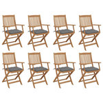 VIDAXL Chaises pliables d'exterieur et coussins lot de 8 Bois d'acacia
