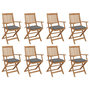 Voir la diapositive 1 : VIDAXL Chaises pliables d'exterieur et coussins lot de 8 Bois d'acacia