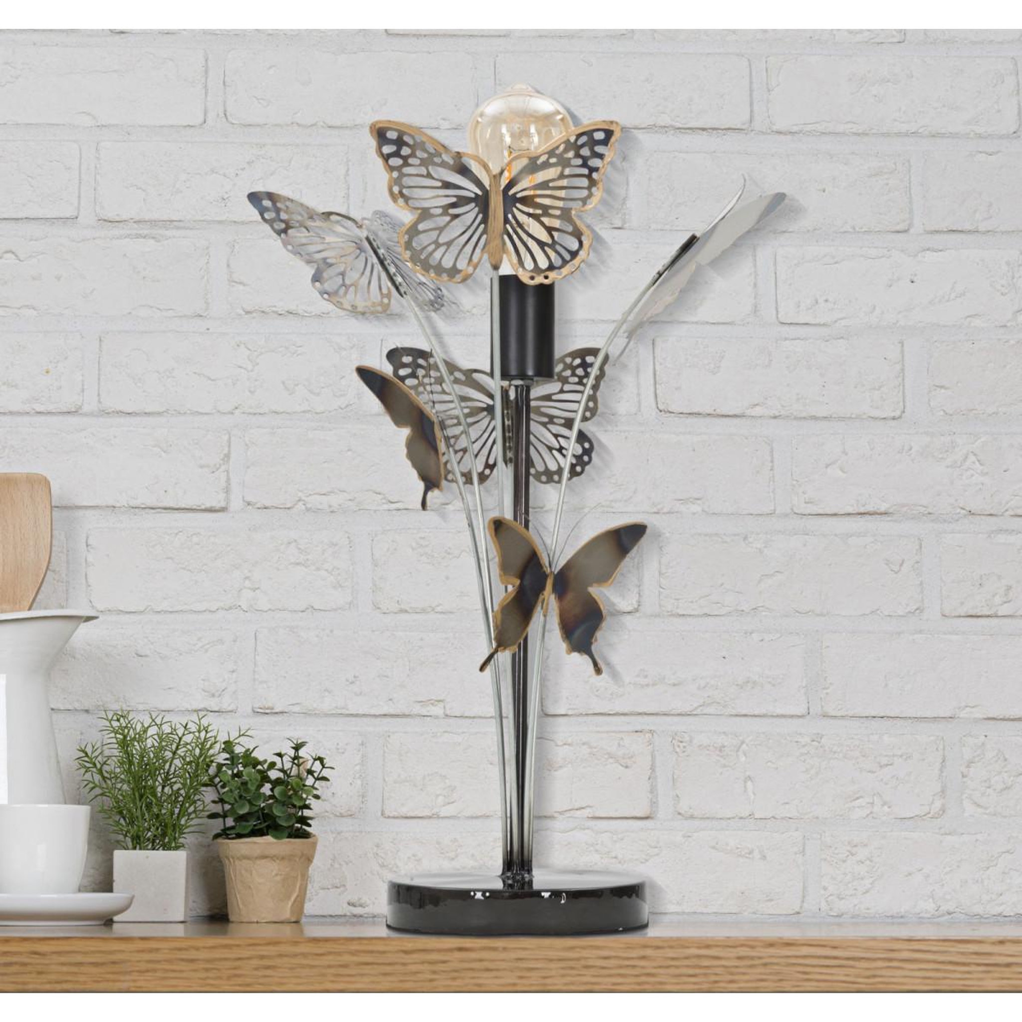 Voir la diapositive 5 : Paris Prix Lampe à poser en métal  papillons  47cm multicolore