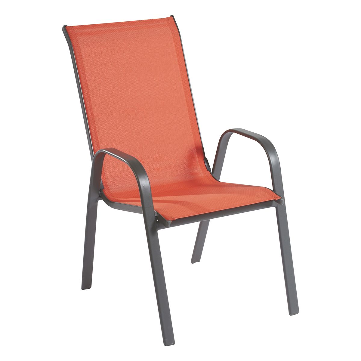 GARDENSTAR Fauteuil empilable acier et textilène mandarine SEATTLE