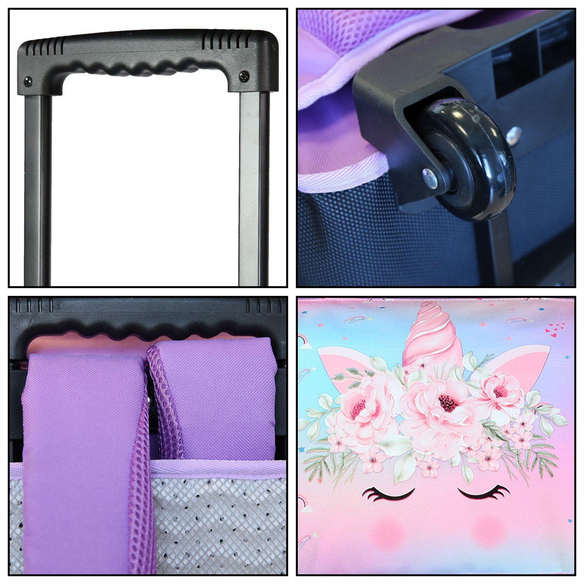 Voir la diapositive 6 : Bagtrotter BAGTROTTER Cartable à roulettes 38 cm Phileas Violet Licorne
