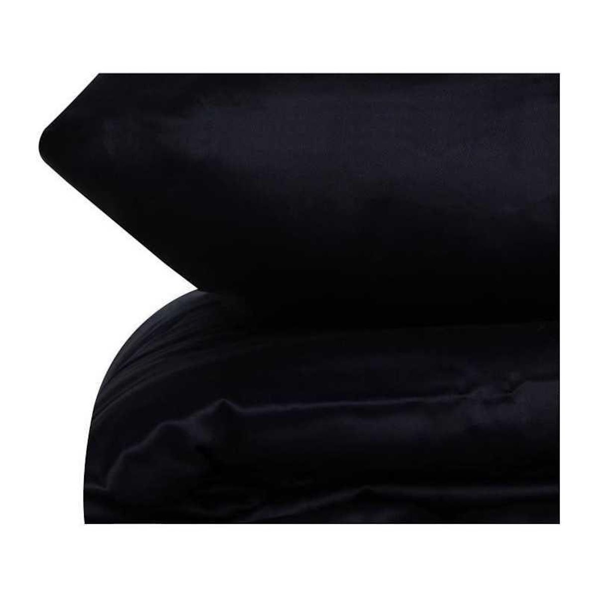 MENZZO Set housse de couette 240x220cm et 2 taies d'oreiller Lovina uni Satin de Coton Bleu foncé