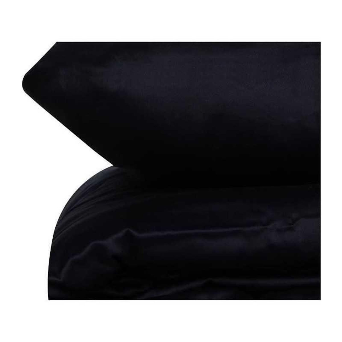 MENZZO Set housse de couette 240x220cm et 2 taies d'oreiller Lovina uni Satin de Coton Bleu foncé