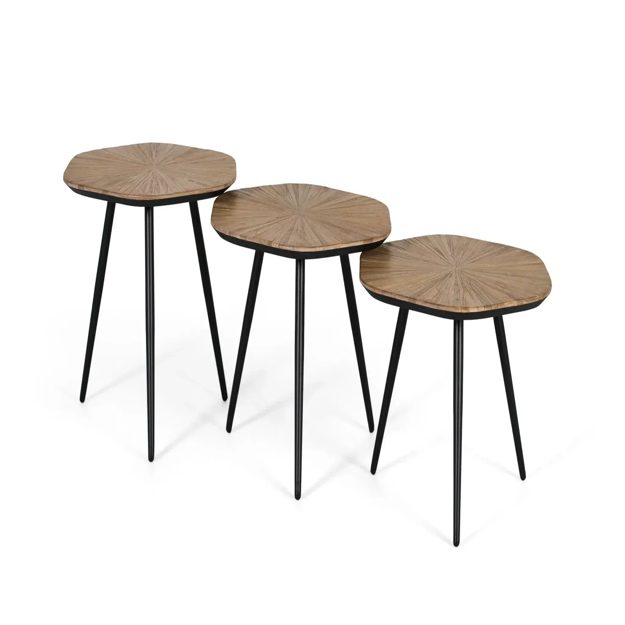 GINER Y COLOMER SL Lot de 3 tables basses de bois de teck recyclé grand 54 cm, moyenne 54 cm, petite 54 cm