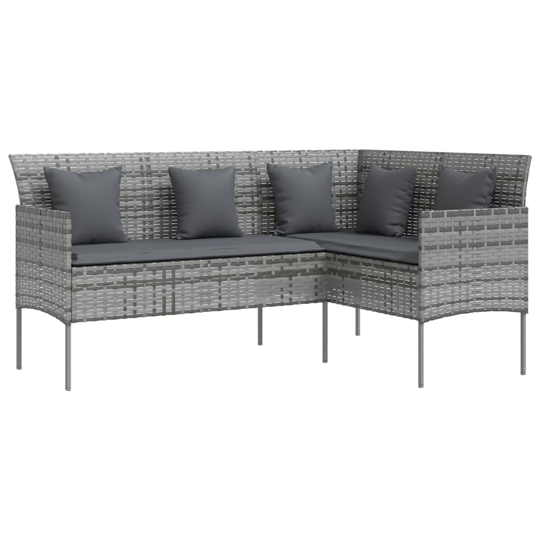 Voir la diapositive 3 : VIDAXL Ensemble de canapes en L 5pcs avec coussins resine tressee gris