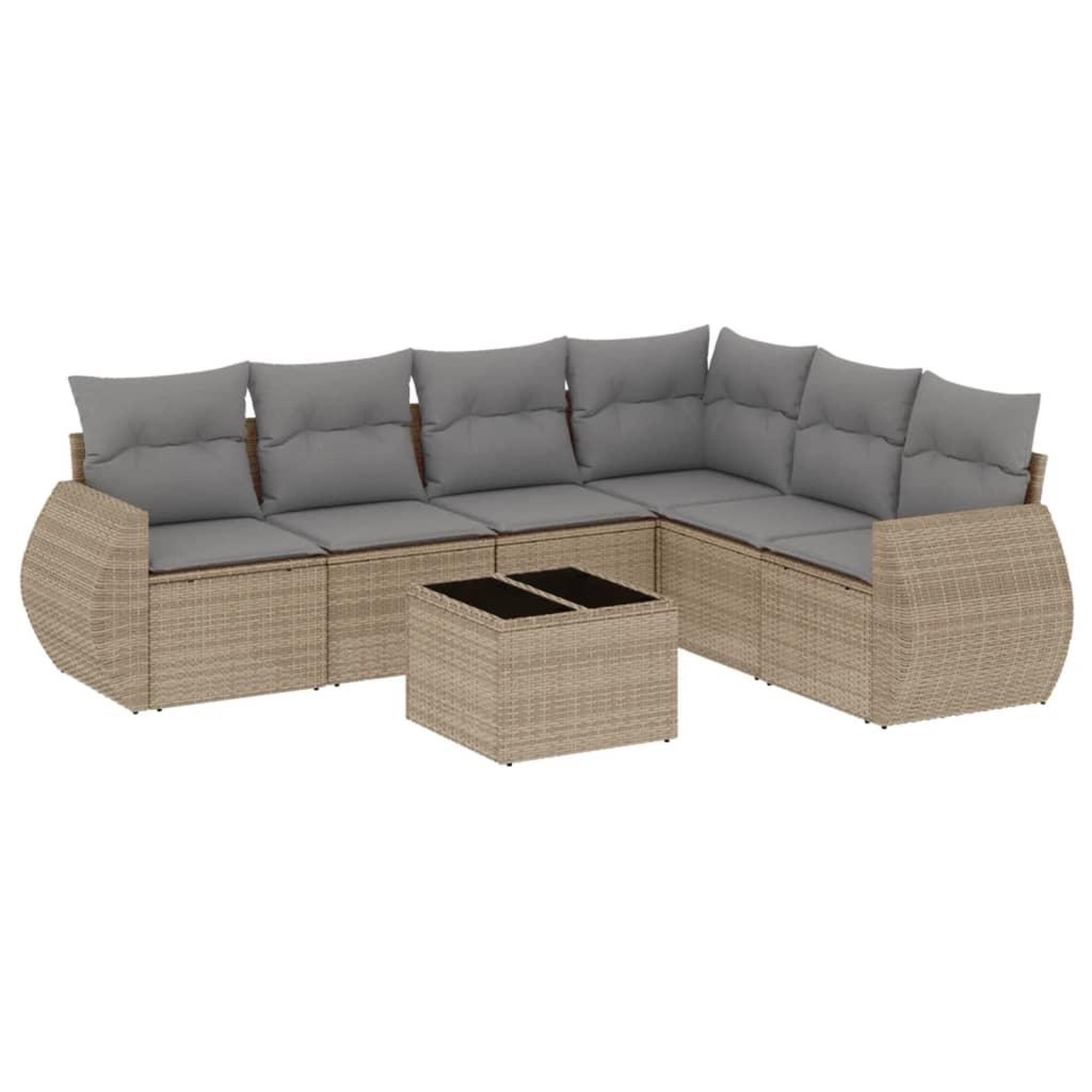 Voir la diapositive 2 : VIDAXL Salon de jardin avec coussins 7 pcs beige resine tressee