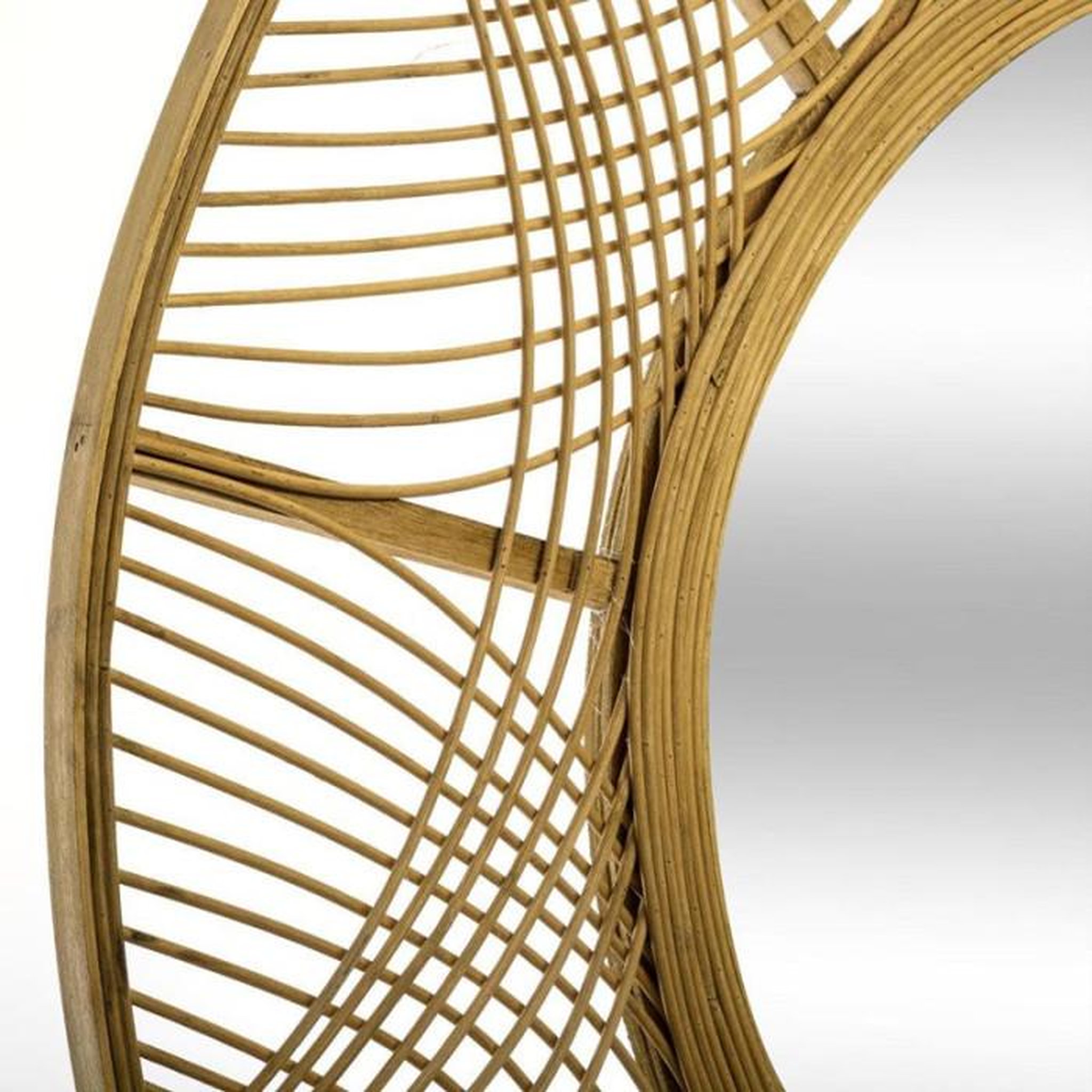 Voir la diapositive 4 : ATMOSPHERA Miroir Mural Rond en Bambou  Ina  89cm Naturel
