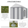 Voir la diapositive 6 : OUTSUNNY Barnum tonnelle chapiteau de jardin dim. 3L x 2l x 2,55H m - 2 fenêtres, 2 portes - acier galvanisé PE blanc gris