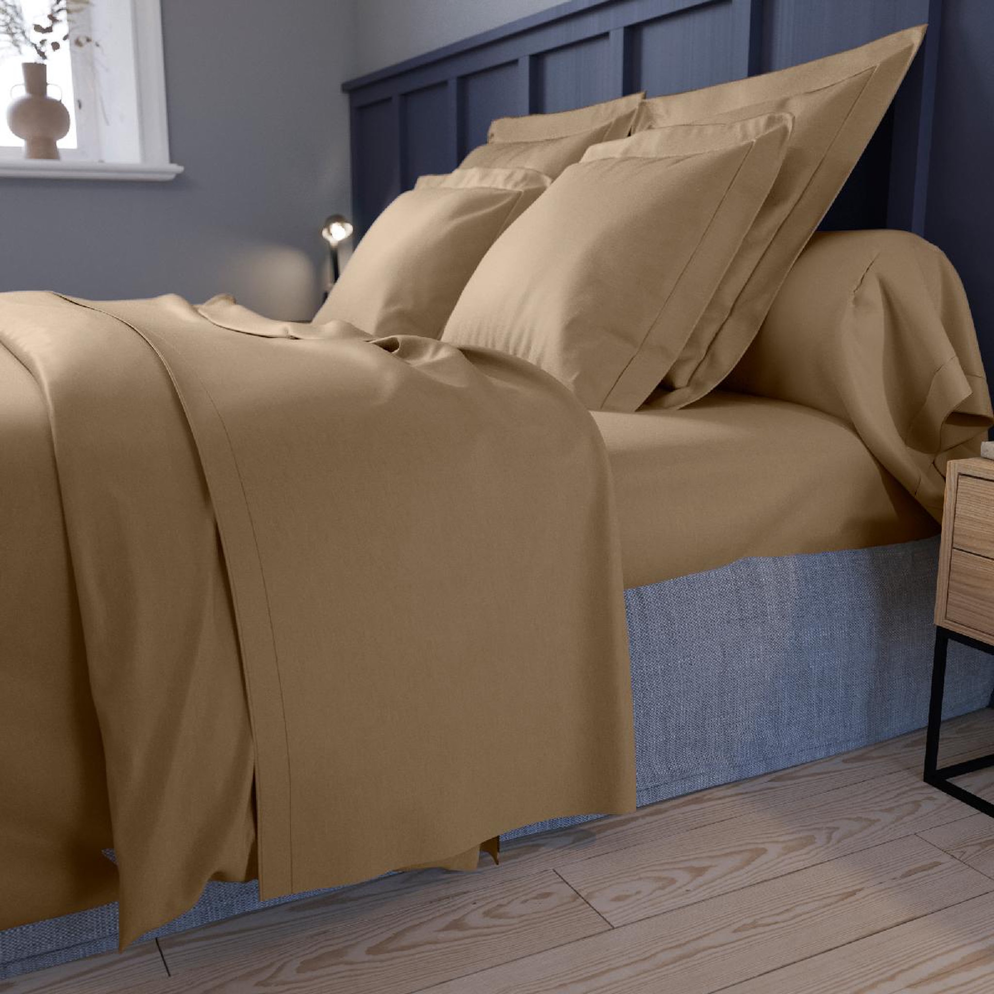 Voir la diapositive 2 : DODO Drap housse harmonie satin de coton coloris caramel