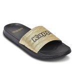 KAPPA KAPPA Claquette Femme Piscine Glitter Glossy Léopard. Coloris disponibles : Jaune, Multicolore, Marron, Bleu, Noir, Rose