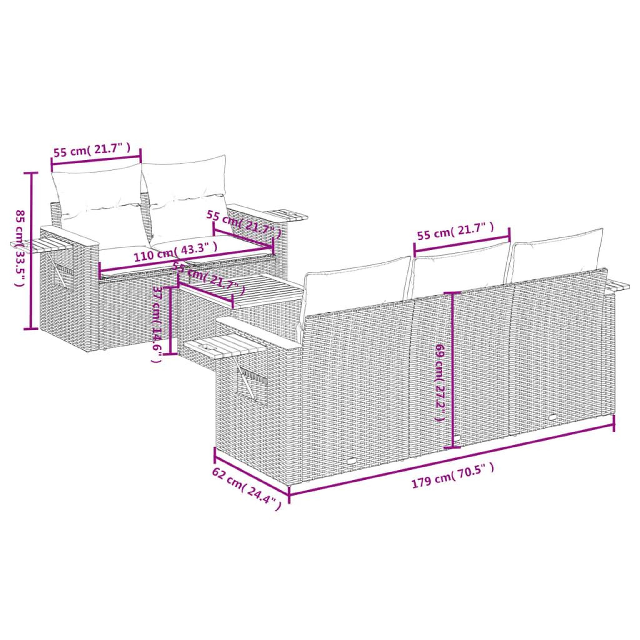 Voir la diapositive 4 : VIDAXL Salon de jardin avec coussins 6 pcs beige resine tressee