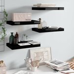 VIDAXL Etagere murale flottante 4 pcs Noir brillant 40x23x3,8 cm MDF