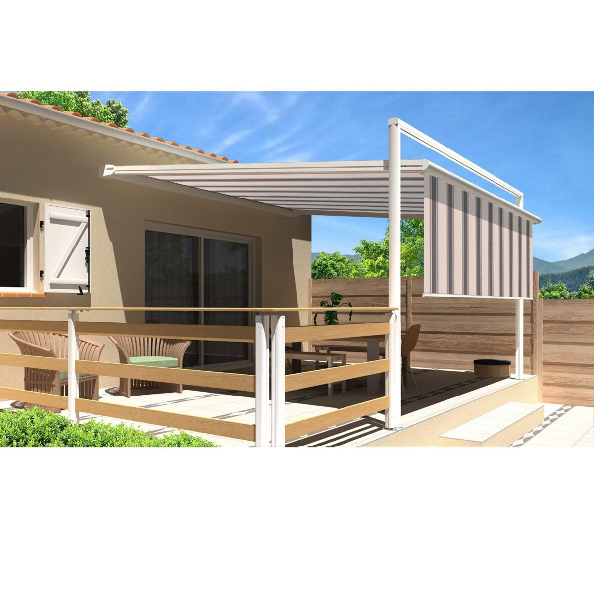 SUNSTYL Pergola blanche motorisée 4x4x2.5m MELODIE