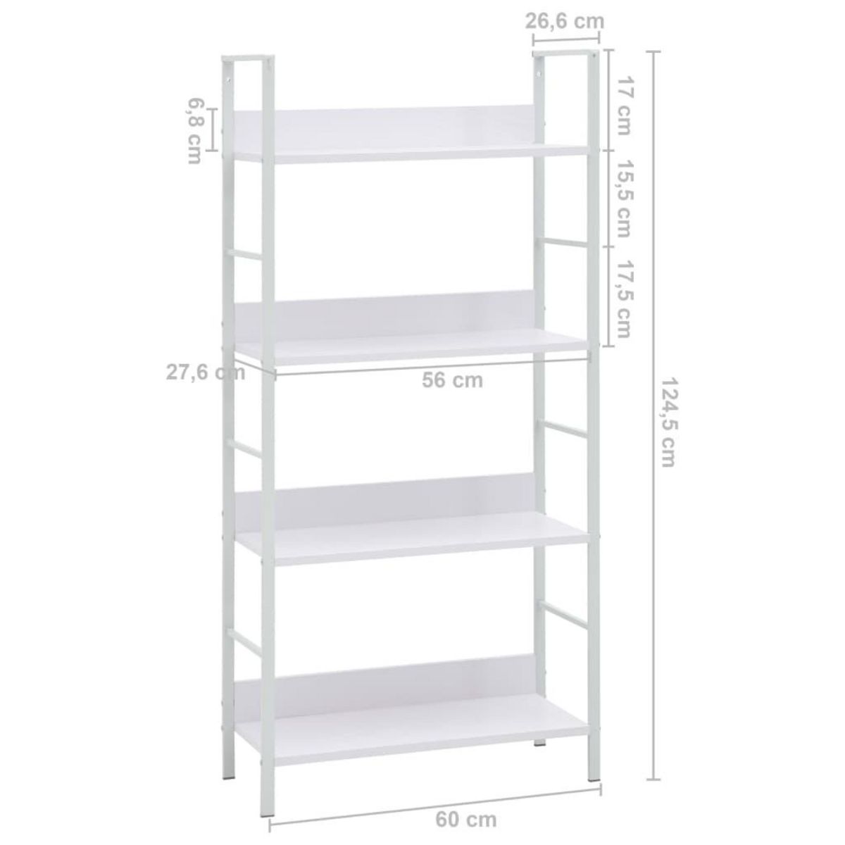 VIDAXL Bibliotheque a 4 niveaux blanc 60x27,6x124,5 cm bois ingenierie