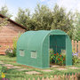 Voir la diapositive 2 : OUTSUNNY Serre de jardin tunnel 6 m² 3L x 2l x 1,9H m acier galvanisé renforcé diamètre 2,4 cm + PE haute densité fenêtres porte vert