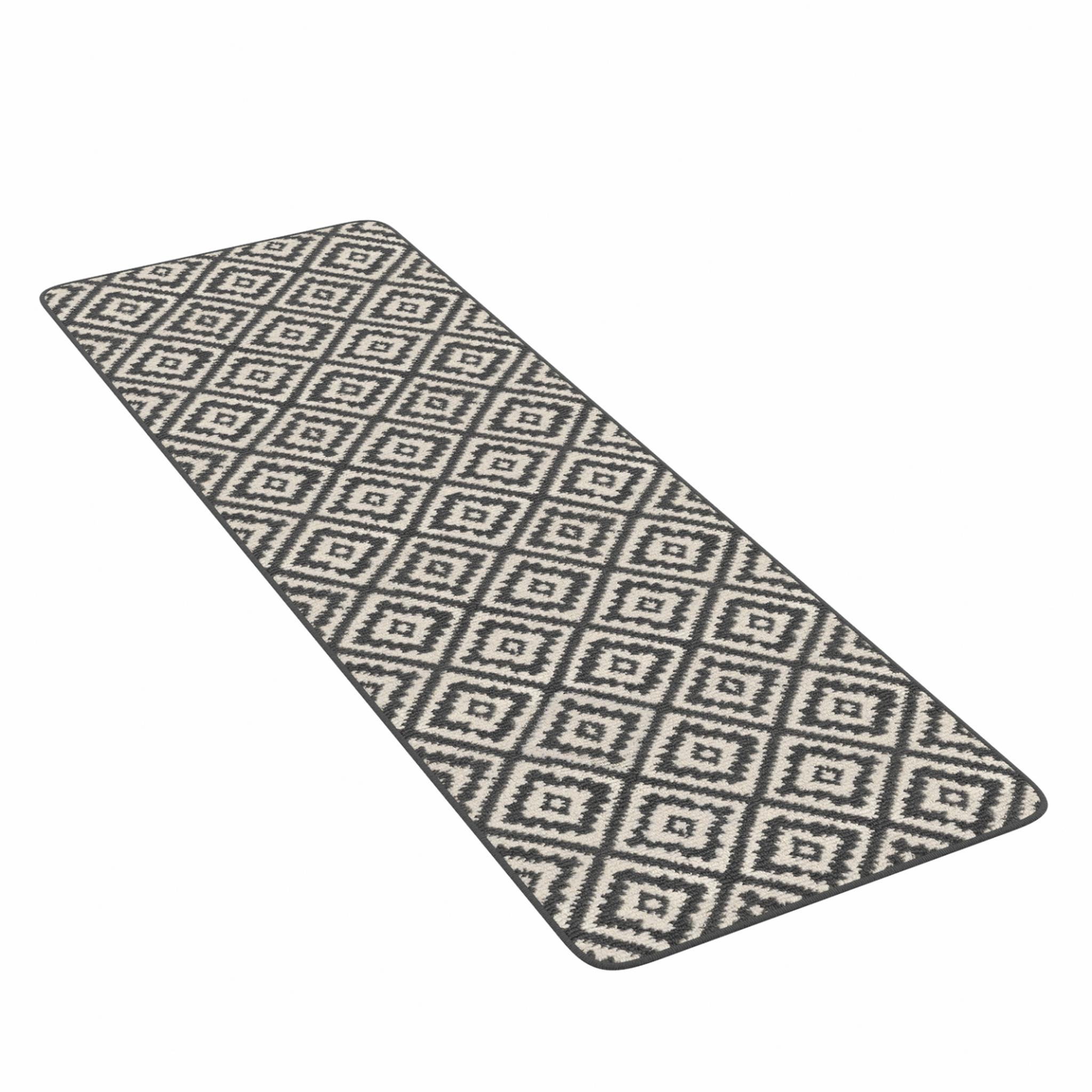 ID MARKET Tapis intérieur d'entrée et de couloir caraiba gris et blanc 60 x 180 cm