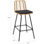 Voir la diapositive 6 : ID MARKET Lot de 4 tabourets de bar SUMMER effet rotin pied métal noir