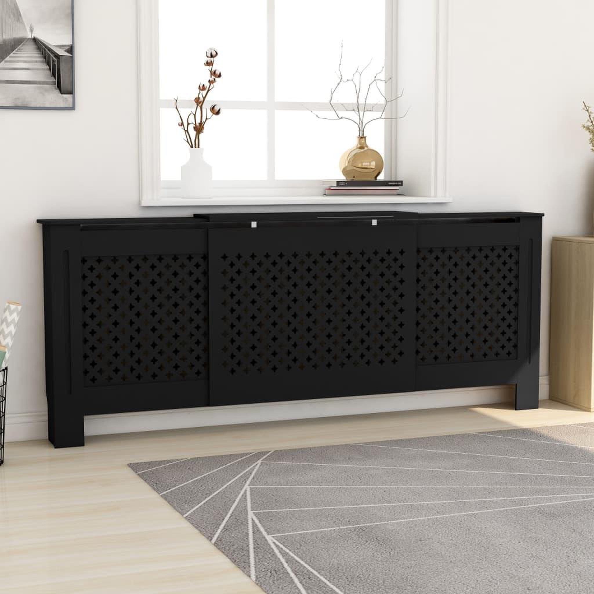 VIDAXL Cache-radiateur MDF Noir 205 cm