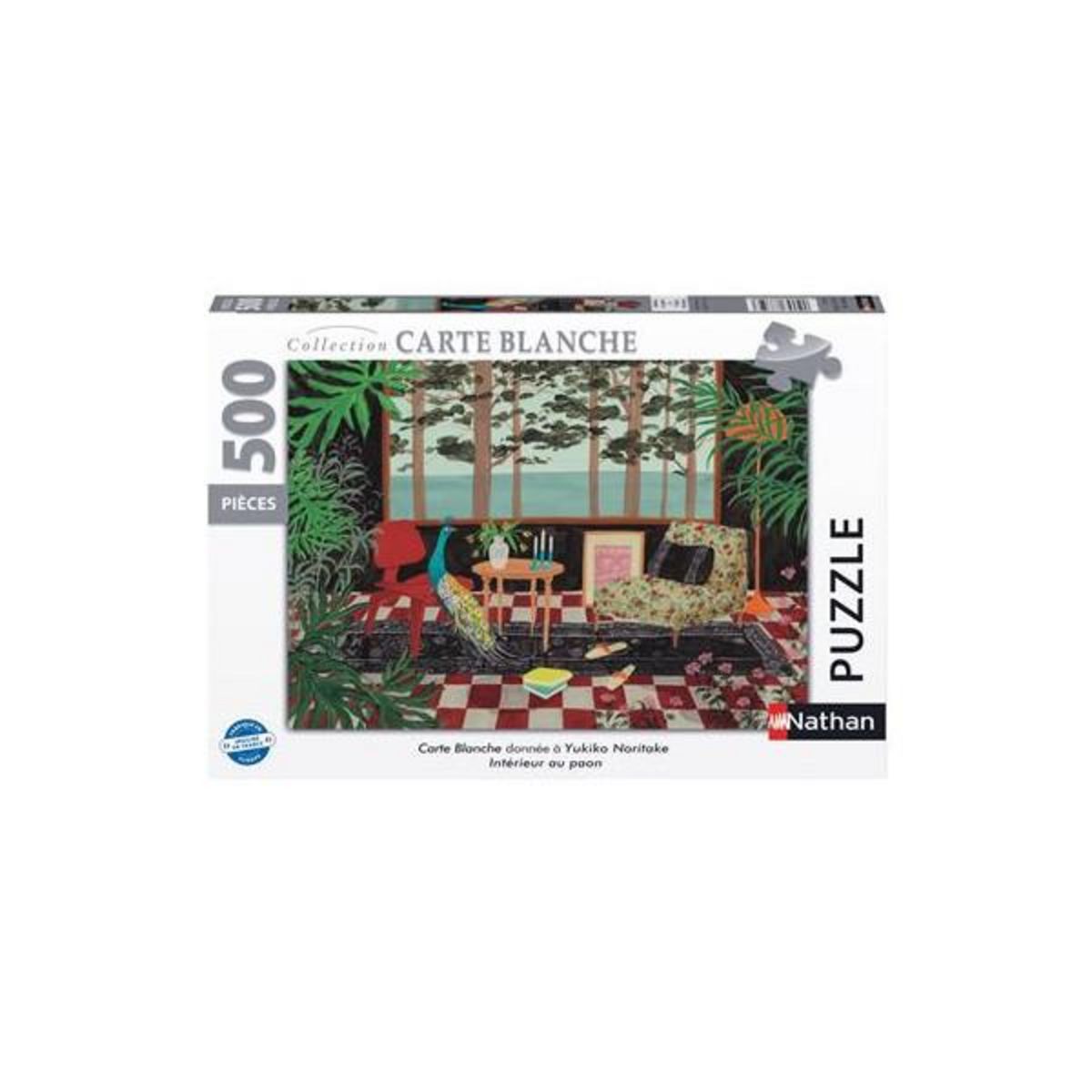 Nathan Puzzle 500 pièces Nathan Intérieur au paon Yukiko Noritake Collection Carte blanche