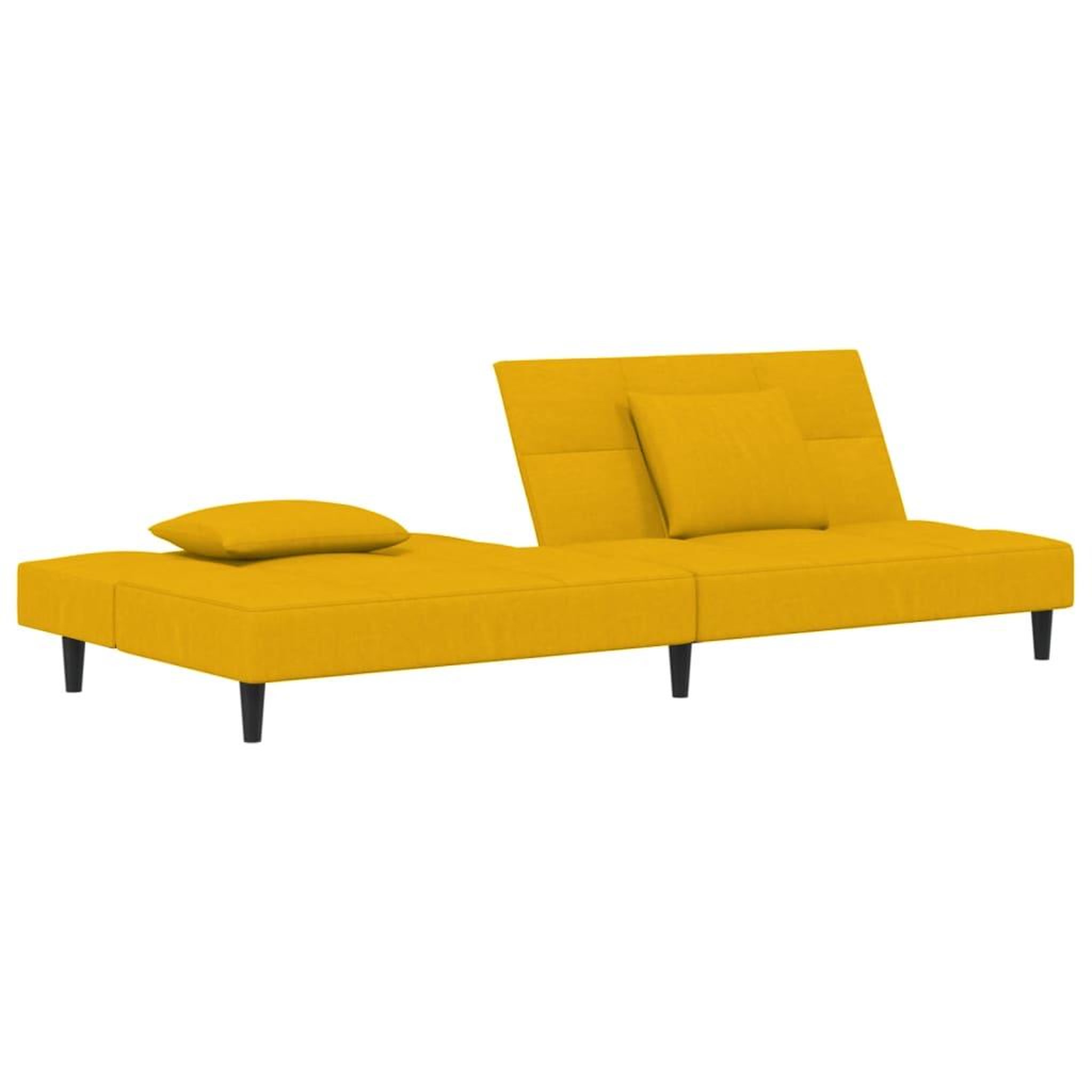 Voir la diapositive 5 : VIDAXL Canape-lit a 2 places avec deux oreillers Jaune Velours