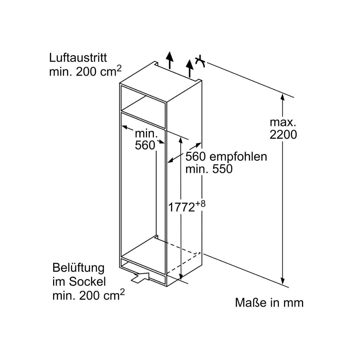 BOSCH Réfrigérateur 1 porte intégrable à glissières 55cm 280l - KIL82NSE0