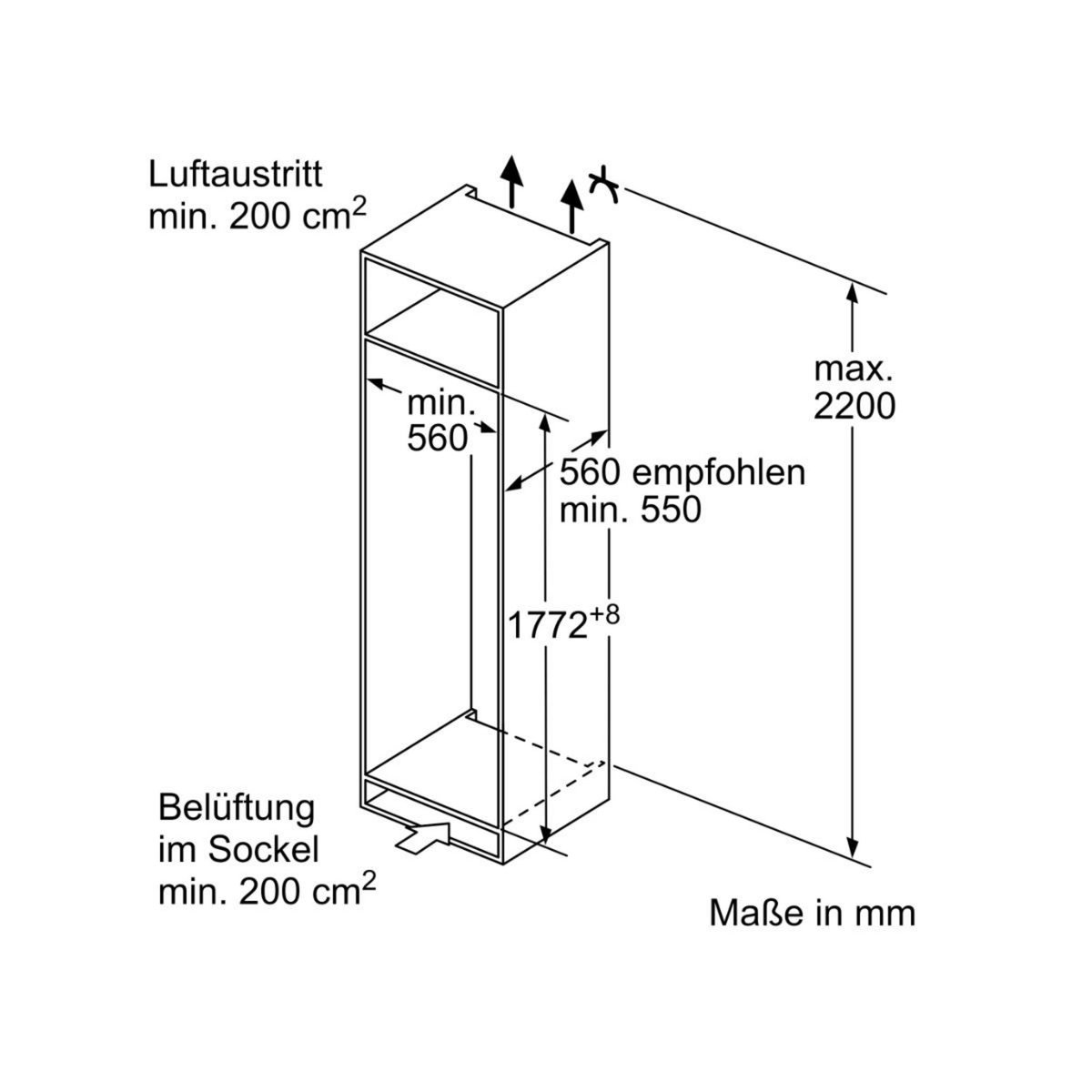 BOSCH Réfrigérateur 1 porte intégrable à glissières 55cm 280l - KIL82NSE0