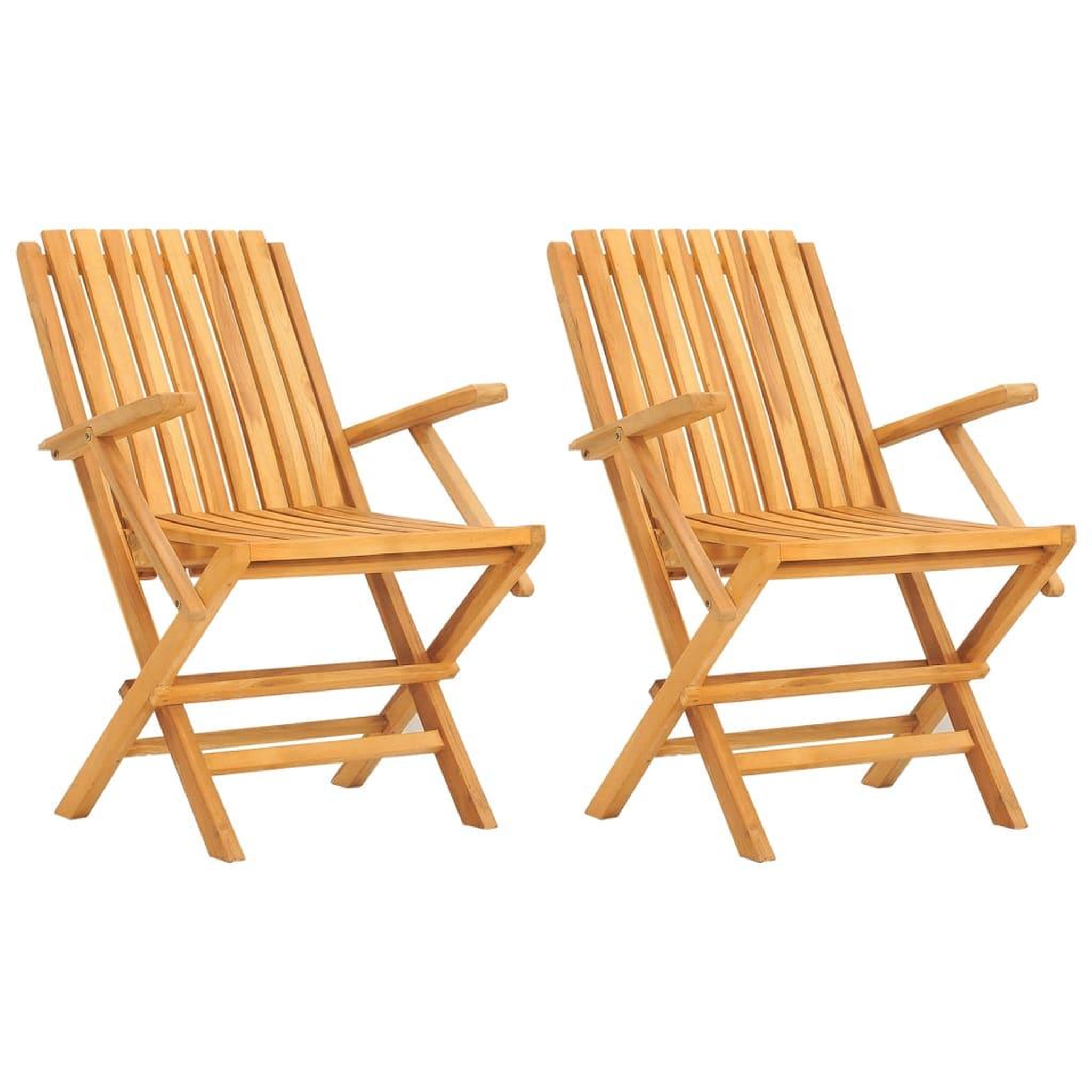 Voir la diapositive 2 : VIDAXL Chaises de jardin pliantes lot de 2 61x67x90cm bois massif teck