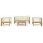 Voir la diapositive 2 : VIDAXL Salon de jardin 5 pcs avec coussins blanc creme bambou