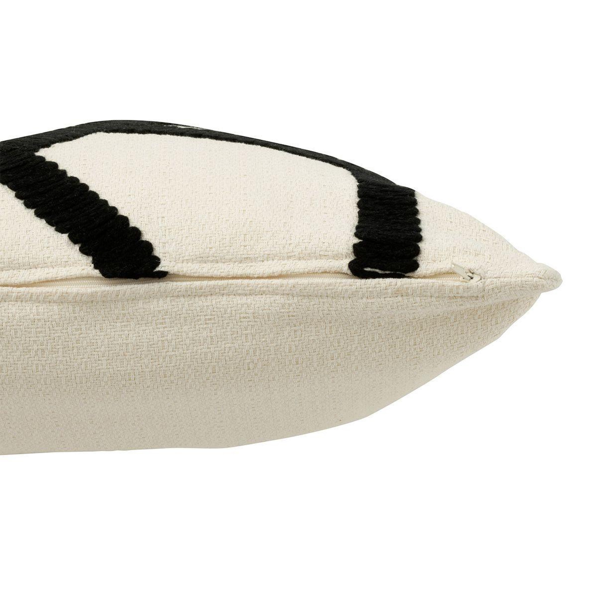 Voir la diapositive 3 : J-LINE Coussin déco  ligne  43x43cm blanc & noir